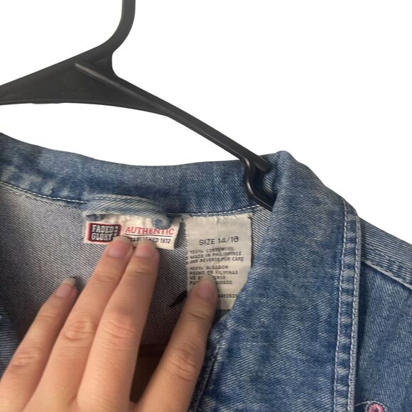 Faded Glory Vintage Y2k Girls 14/16 Butterfly Embroidered Button Denim Jacket - Picture 6 of 11